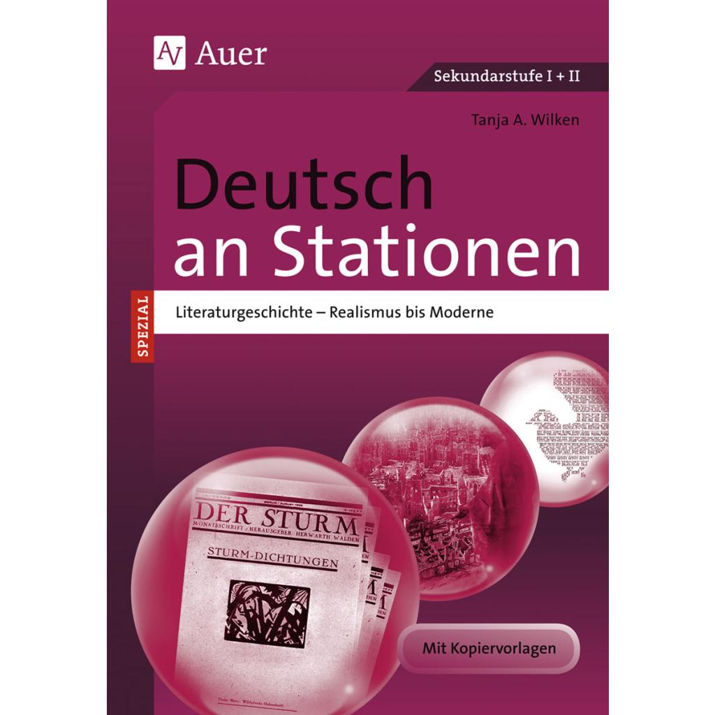Mit der Stationen-Reihe trainieren Ihre Schüler gleichzeitig methodische und inhaltliche Lernziele. Die handlungsorientierte Arbeit an Stationen fördert das selbstständige Lernen jedes einzelnen Schülers. Durch die Vielfalt der Aufgabenstellungen und damit auch der Lösungswege lernen alle Schüler trotz unterschiedlichster Lernvoraussetzungen besonders nachhaltig. Die Inhalte der einzelnen Stationen decken die Literaturepochen vom Realismus bis zur Moderne ab. So gelingt es Ihnen, Methodenlernen sinnvoll in Ihren Unterricht zu integrieren! Die Materialien sind auch für fachfremd unterrichtende Lehrer geeignet.
Die Themen:

- Realismus 
- Naturalismus 
- Expressionismus 
- Neue Sachlichkeit 
- Nationalsozialismus/Exilliteratur 
- Literatur der Nachkriegszeit 
- Moderne
Der Band enthält:

- 4 bis 8 Stationen pro Themenbereich 
- insgesamt über 50 Arbeitsblätter als Kopiervorlagen 
- einen umfangreichen Lösungsteil (Wilken, Tanja A.)
