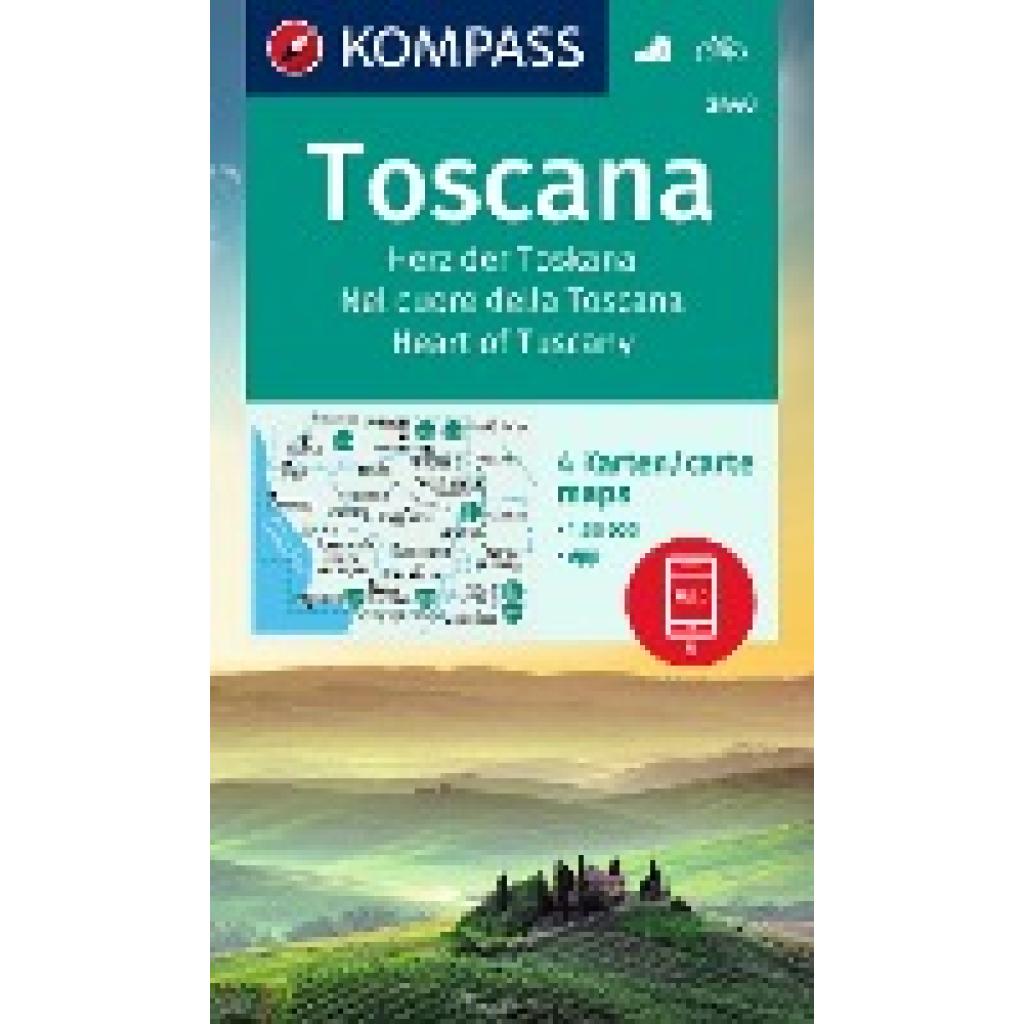 KOMPASS Wanderkarten-Set 2440 Toscana, Herz der Toskana, Nel cuore della Toscana, Heart of Tuscany (4 Karten) 1:50.000