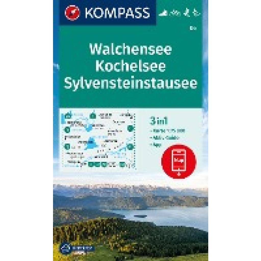 KOMPASS Wanderkarte 06 Walchensee, Kochelsee, Sylvensteinstausee 1:25.000