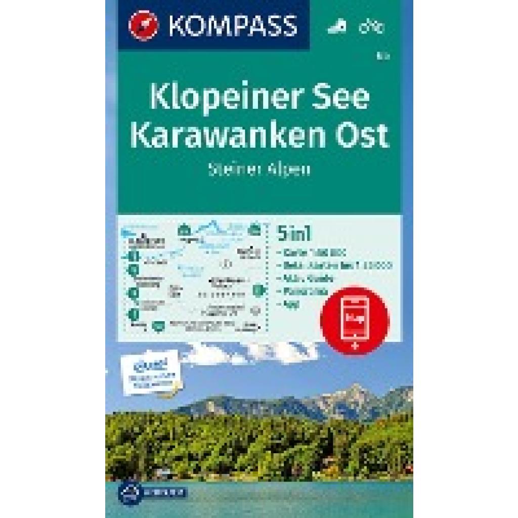 KOMPASS Wanderkarte 65 Klopeiner See, Karawanken Ost, Steiner Alpen 1:50.000