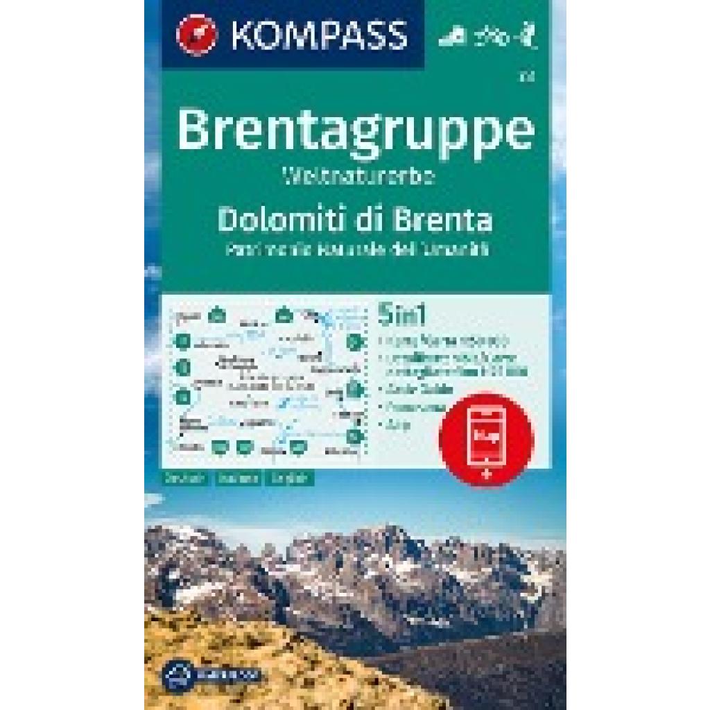 KOMPASS Wanderkarte 73 Brentagruppe, Weltnaturerbe, Dolomiti di Brenta 1:50.000