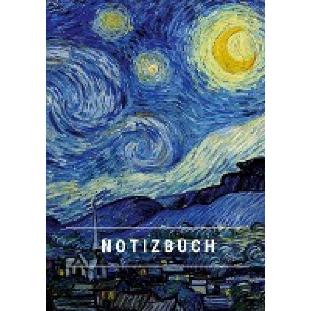 A5, Notizbuch: Notizbuch klein A5 Blanko - Notizheft 44 Seiten 90g/m² - Softcover Vincent van Gogh "Sternennacht" - FSC 