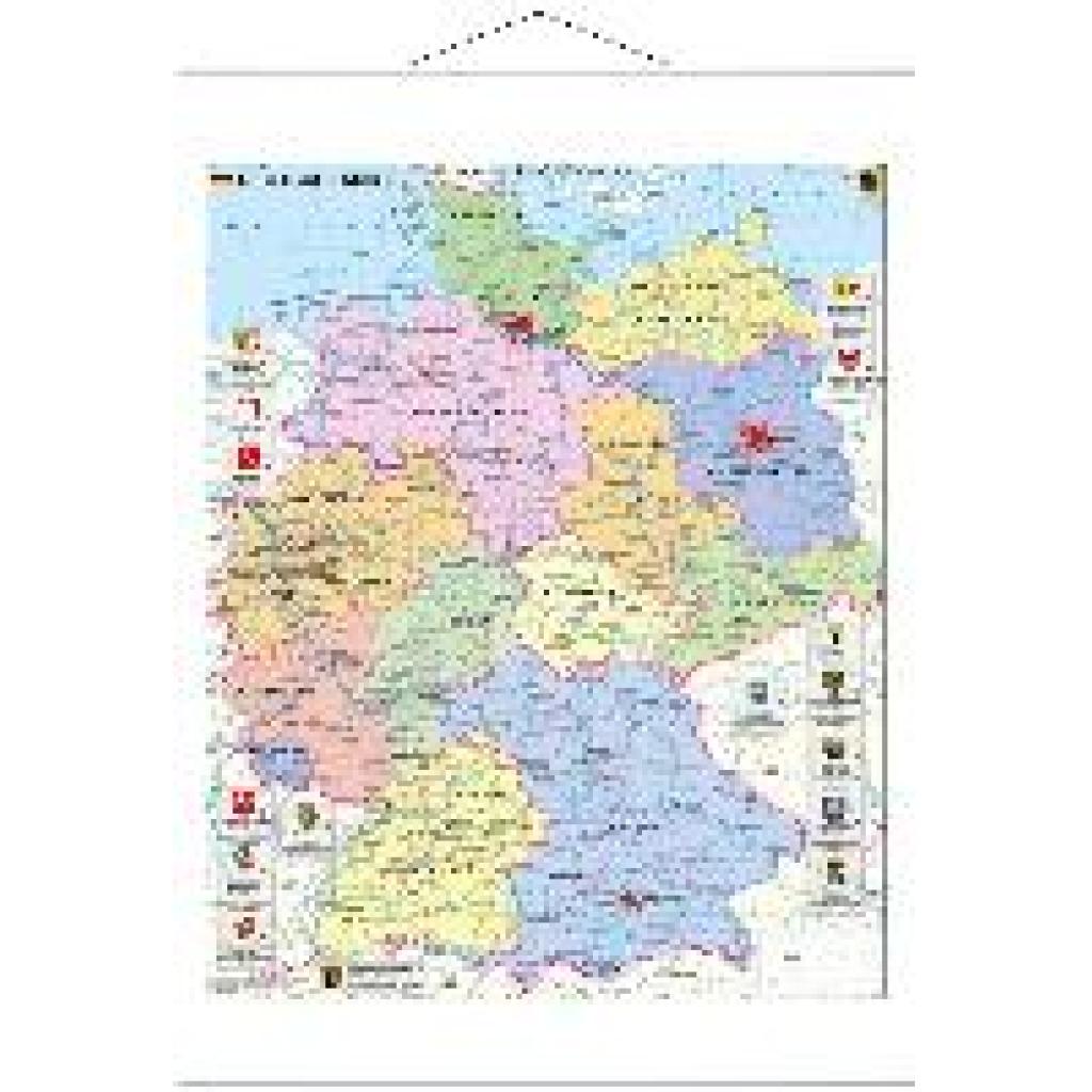 Deutschland politisch mit Wappen 1 : 700.000. Wandkarte mit Metallbeleistung (Stiefel, Heinrich)