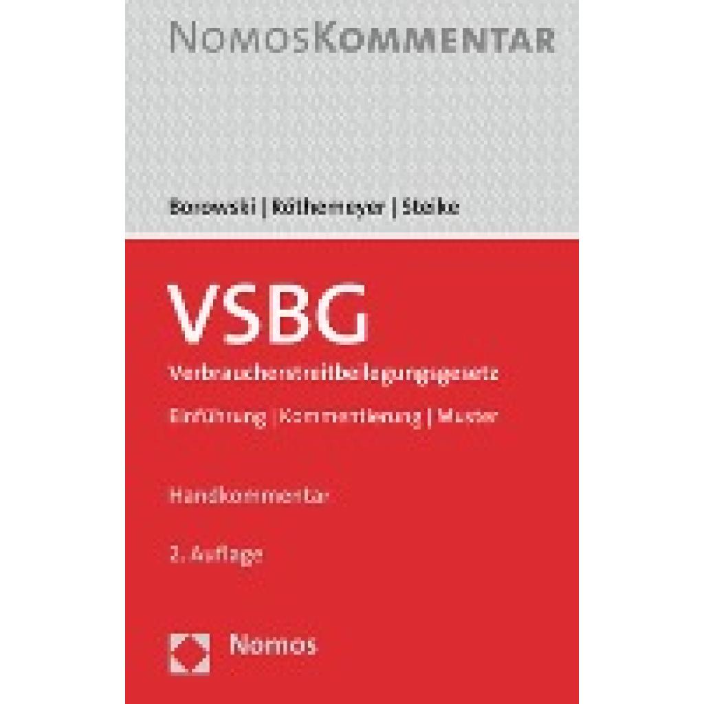 Das neue Verbraucherstreitbeilegungsgesetz wirft in der Beratungspraxis zahlreiche Anwendungsprobleme der Musterfeststellungsklage auf.

Die 2. Auflage des HK-VSBG 
 bereitet die neue Rechtsprechung umfassend auf, 
 erörtert die aktuelle Neuregelung der Universalschlichtungsstelle, die als Auffangeinrichtung nunmehr auch die Schlichtung nach einem Urteil oder einem Vergleich im Musterfeststellungsverfahren gem. §§ 606 ff. ZPO übernimmt, 
 setzt sich mit dem neu aufgenommenen zwingenden Ablehnungsgrund in § 14 VSBG auseinander,
 liefert passgenaue Muster und Erläuterungen

Anwälte, Gerichte, Verbraucherorganisationen und Unternehmen sowie Verbraucherstreitbeilegungsstellen erhalten passgenaue Antworten zu drängenden Fragen:
 Welche Verträge sind einbezogen, wer kann wie private Streitbeilegungsstellen gründen? 
 Welche Verfahrensordnung gilt, wie sehen die Verfahrensregeln (Beweiserhebung, Anhörung, Verjährungshemmung etc.) aus, wie kann das Verfahren abgelehnt werden? 
 Welche konkreten Formulierungen (Verfahrensdauer, Kosten) sollten im Schlichtungsvorschlag stehen? (Borowski, Sascha~Röthemeyer, Peter~Steike, Jörn)