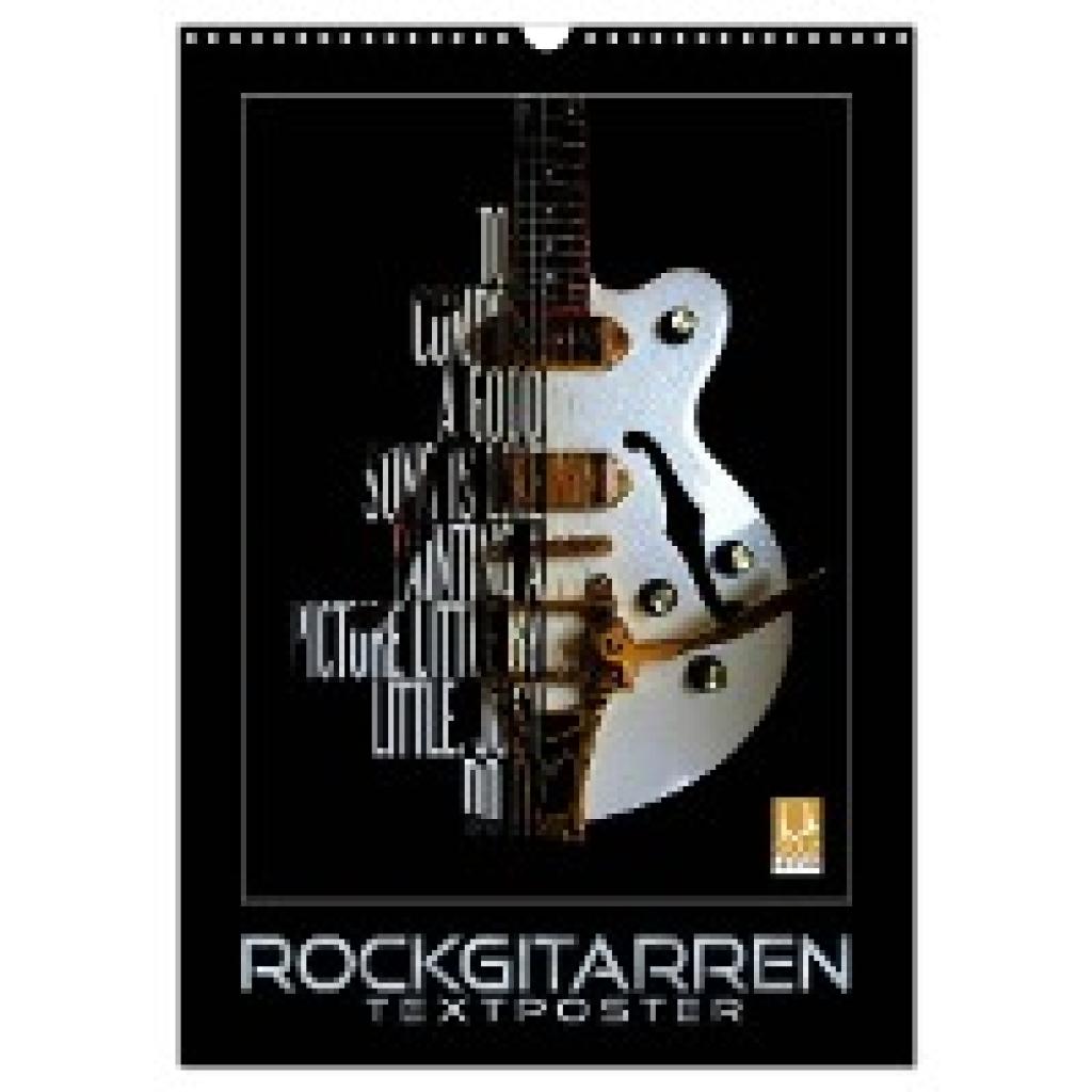 Bleicher, Renate: Rockgitarren Textposter (Wandkalender 2024 DIN A3 hoch), CALVENDO Monatskalender