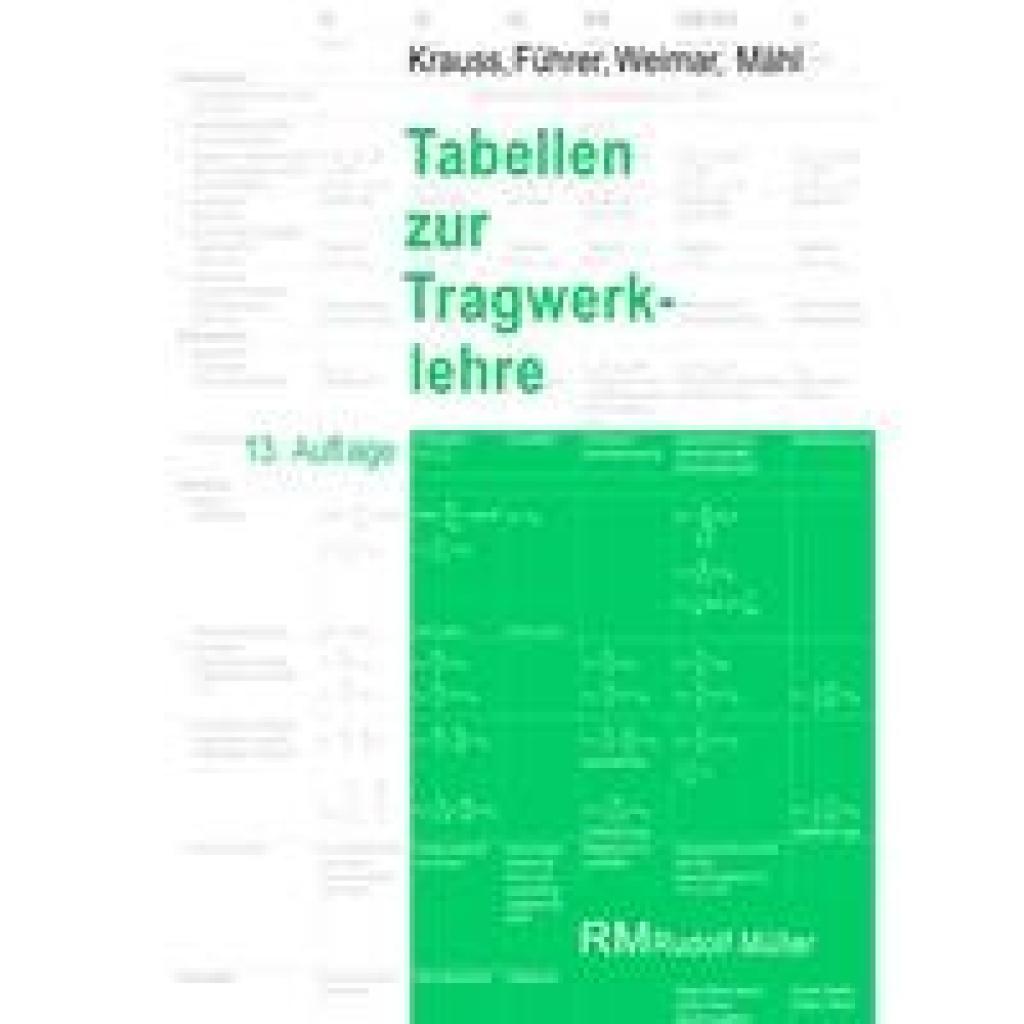 Tabellen zur Tragwerklehre (Mähl, Florian~Krauss, Franz~Weimar, Thorsten~Führer, Wilfried)