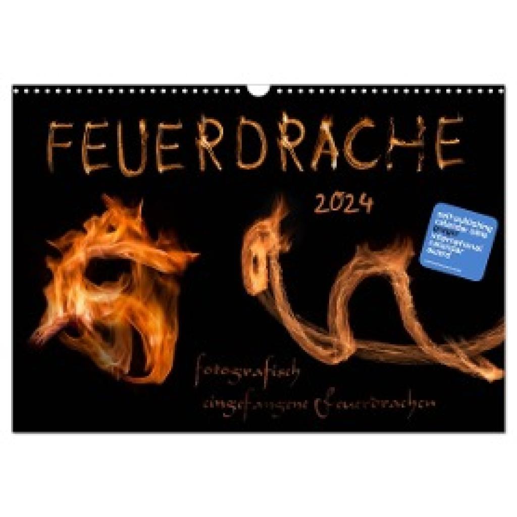 Feuerdrache, Feuerdrache: Feuerdrache (Wandkalender 2024 DIN A3 quer), CALVENDO Monatskalender