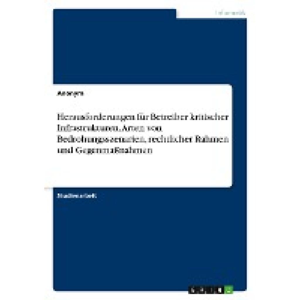 Anonymous: Herausforderungen für Betreiber kritischer Infrastrukturen. Arten von Bedrohungsszenarien, rechtlicher Rahmen