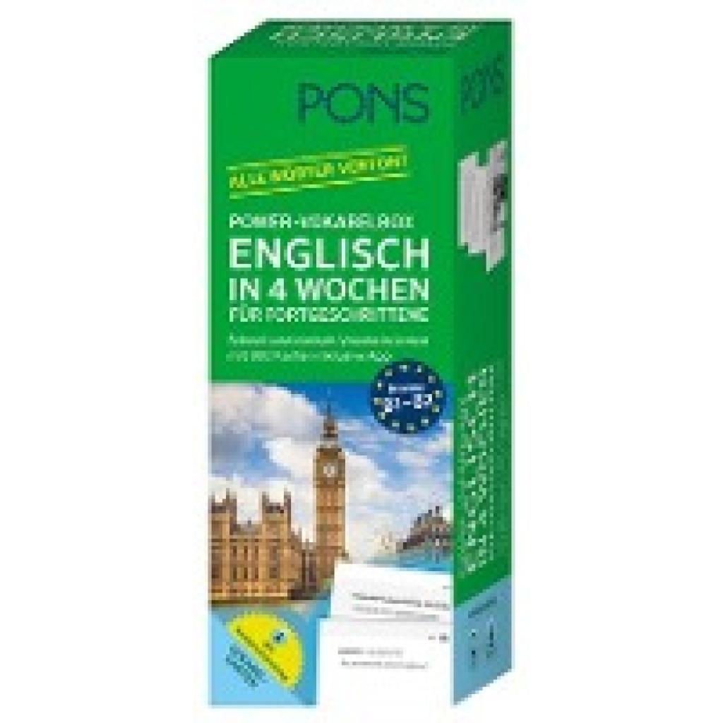 9783125629967 - PONS Power-Vokabelbox Englisch in 4 Wochen für Fortgeschrittene Kartoniert (TB) 9783125629967 - PONS Power-Vokabelbox Englisch in 4 Wochen für Fortgeschrittene Kartoniert (TB)