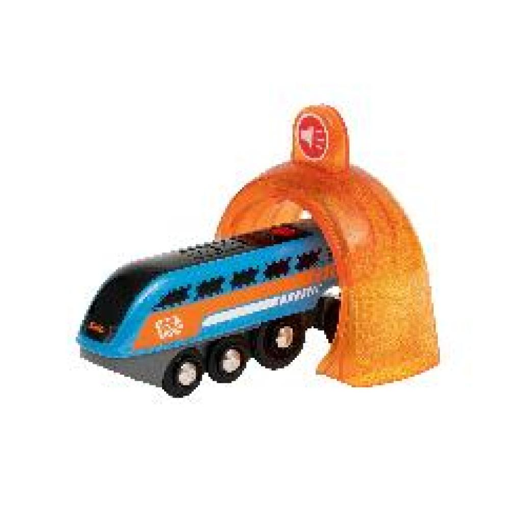 BRIO World 33971 Smart Tech Sound Lok mit Aufnahmefunktion - Elektrischer Zug mit Tunnel - Interaktives Spielzeug empfoh