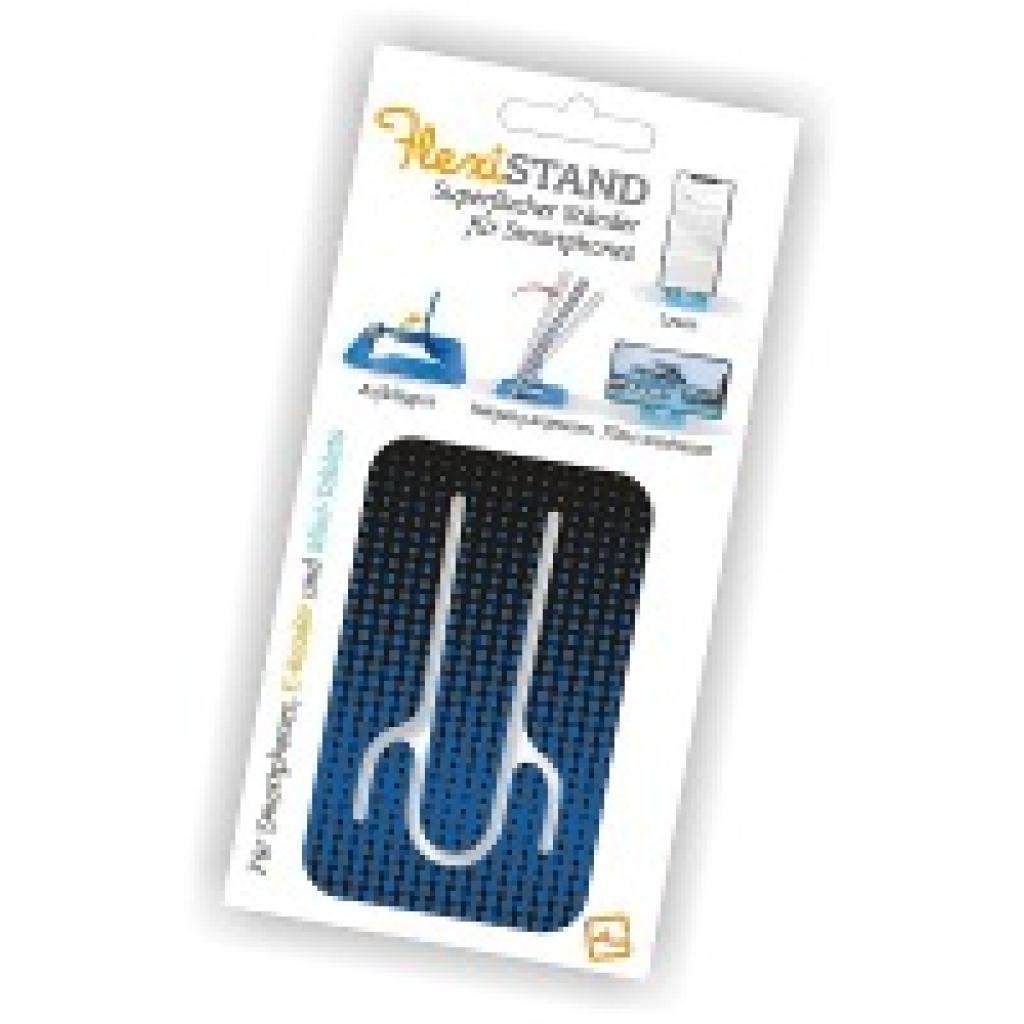 Flexistand (Blue Dots) | flexibler Handyaufsteller | für alle Handys und Mini-Tablets | superflach | stufenlos verstellb