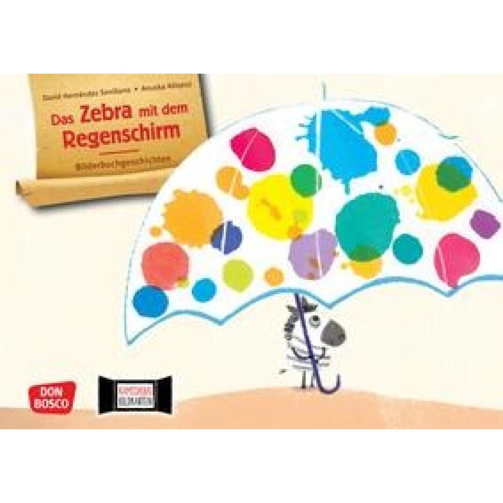 Hernández Sevillano, David: Das Zebra mit dem Regenschirm. Kamishibai Bildkartenset