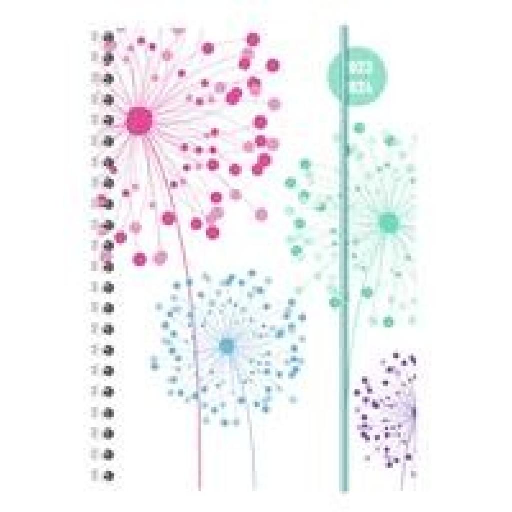 Collegetimer Blowballs 2023/2024 - Schüler-Kalender A5 (15x21 cm) - Pusteblume - Ringbindung - Weekly - 224 Seiten - Ter