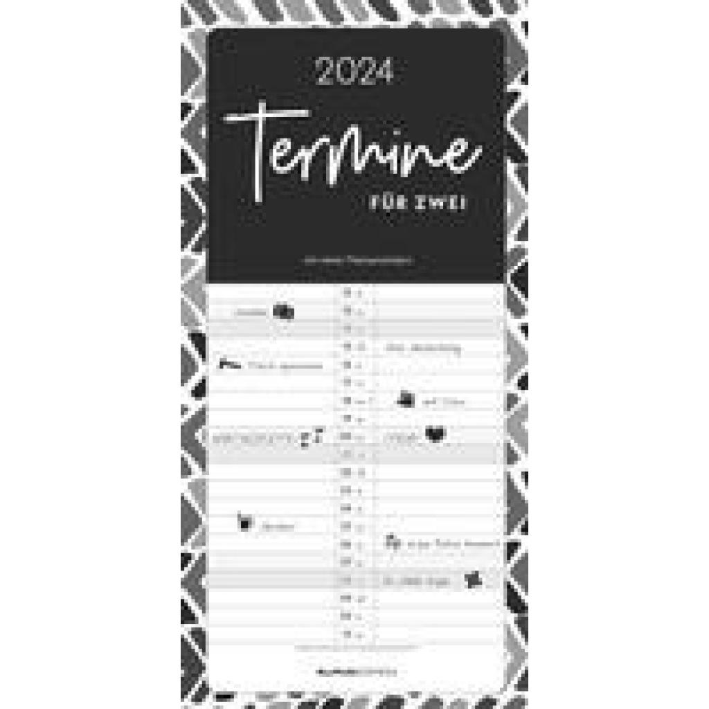 Termine für 2 Black and White 2024 Familienplaner - Timer - Termin-Planer - Couple-Kalender - Familien-Kalender - 22x45