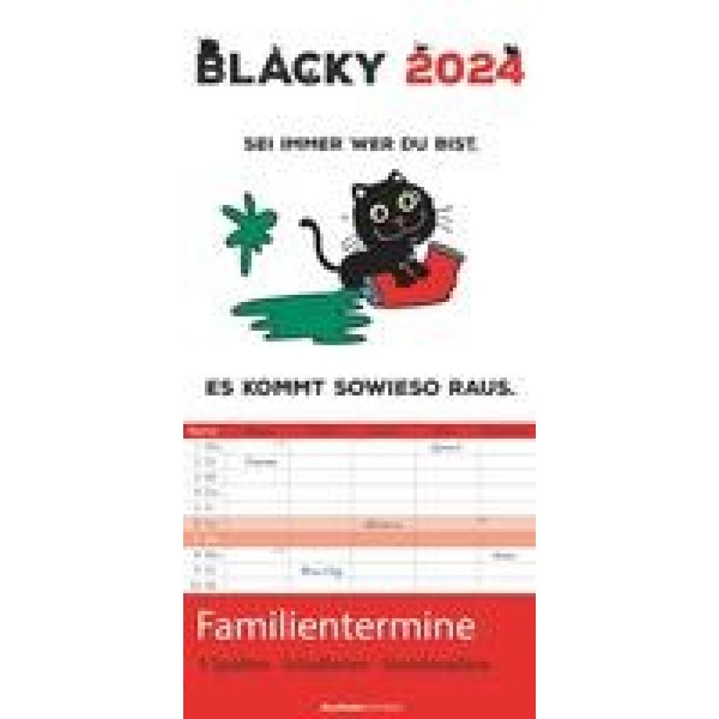 Blacky 2024 Familienplaner - Familien-Timer - Termin-Planer - Kinder-Kalender - Familien-Kalender - 22x45