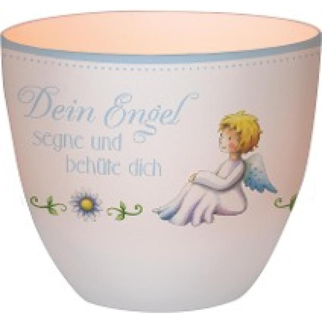 Dein Engel segne und behüte dich - Windlicht (blau)