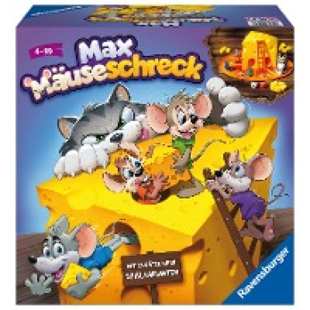 © Seven Towns Ltd.: Ravensburger Kinderspiele 24562  - Max Mäuseschreck - Würfel-Laufspiel für 2 bis 4 Spieler ab 4 Jahr