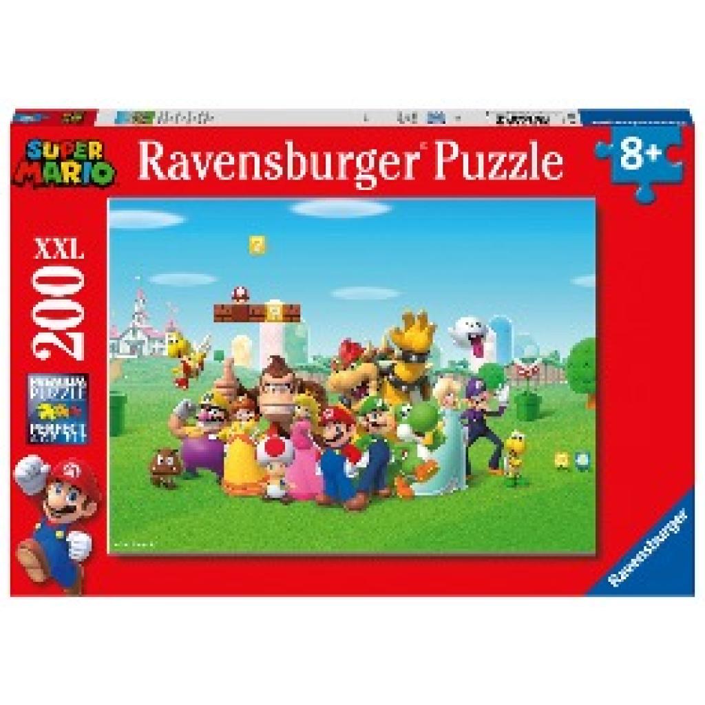 Ravensburger Kinderpuzzle 12993 - Super Mario Abenteuer 200 Teile XXL - Puzzle für Kinder ab 8 Jahren
