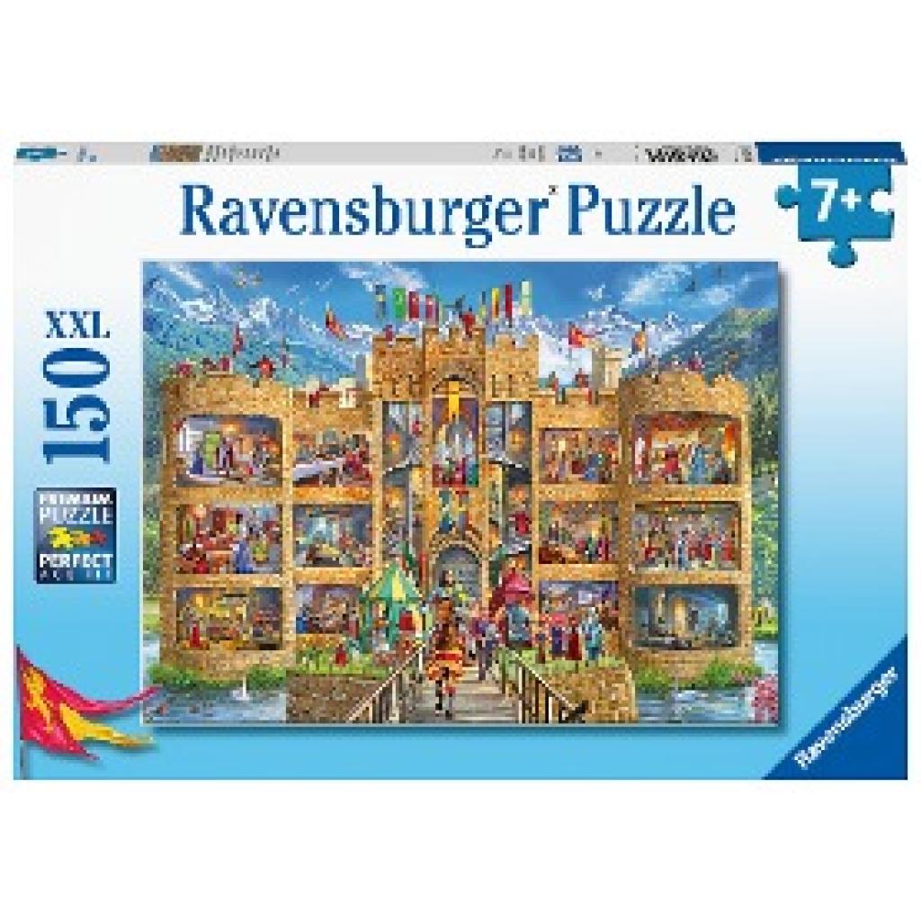 Ravensburger Kinderpuzzle - 12919 Blick in die Ritterburg - Ritter-Puzzle für Kinder ab 7 Jahren, mit 150 Teilen im XXL-