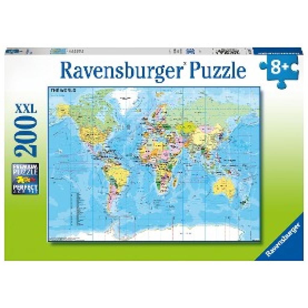 Ravensburger Kinderpuzzle - 12890 Die Welt - Puzzle-Weltkarte für Kinder ab 8 Jahren, mit 200 Teilen im XXL-Format