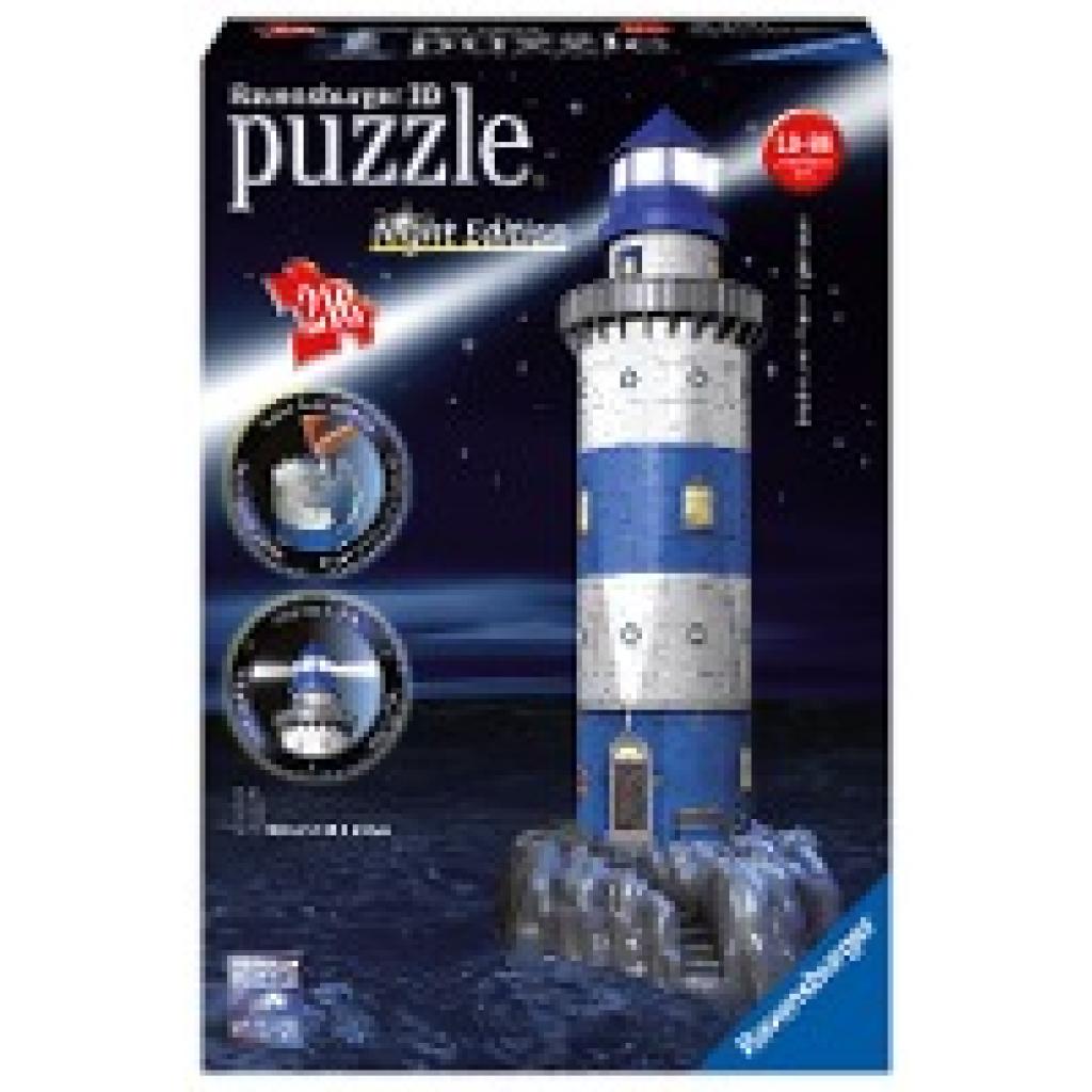 Leuchtturm bei Nacht. 3D-Puzzle 216 Teile