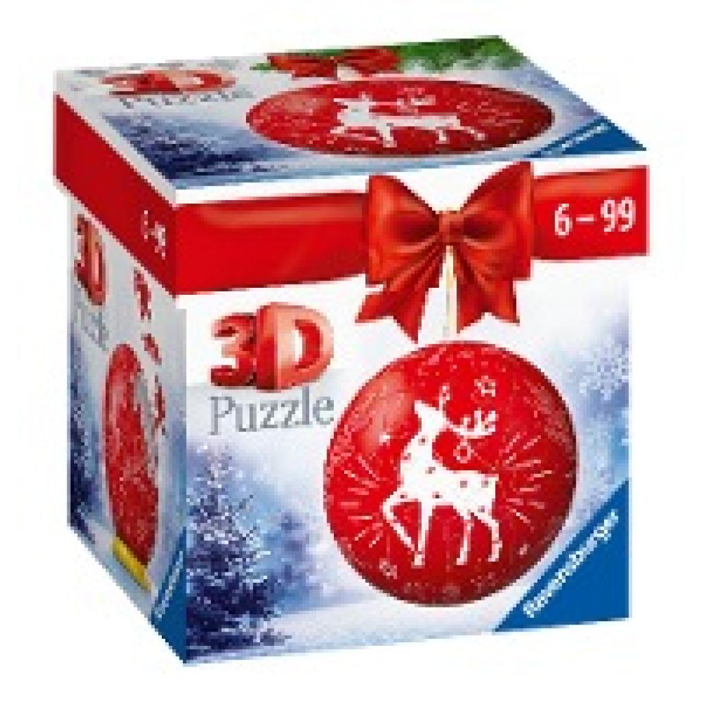 Ravensburger 3D Puzzle-Ball Weihnachtskugel Rentier 11495 - 54 Teile - für Weihnachtsfans ab 6 Jahren