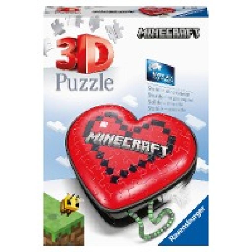 Ravensburger 3D Puzzle 11285 - Herzschatulle Minecraft - 54 Teile - Aufbewahrungsbox für Erwachsene und Kinder ab 8 Jahr