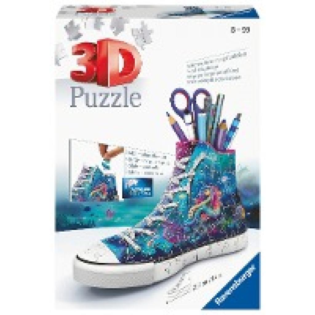 Ravensburger 3D Puzzle 11279 Sneaker Bezaubernde Meerjungfrauen - Praktischer Stiftehalter - 108 Teile - Schreibtisch-Or