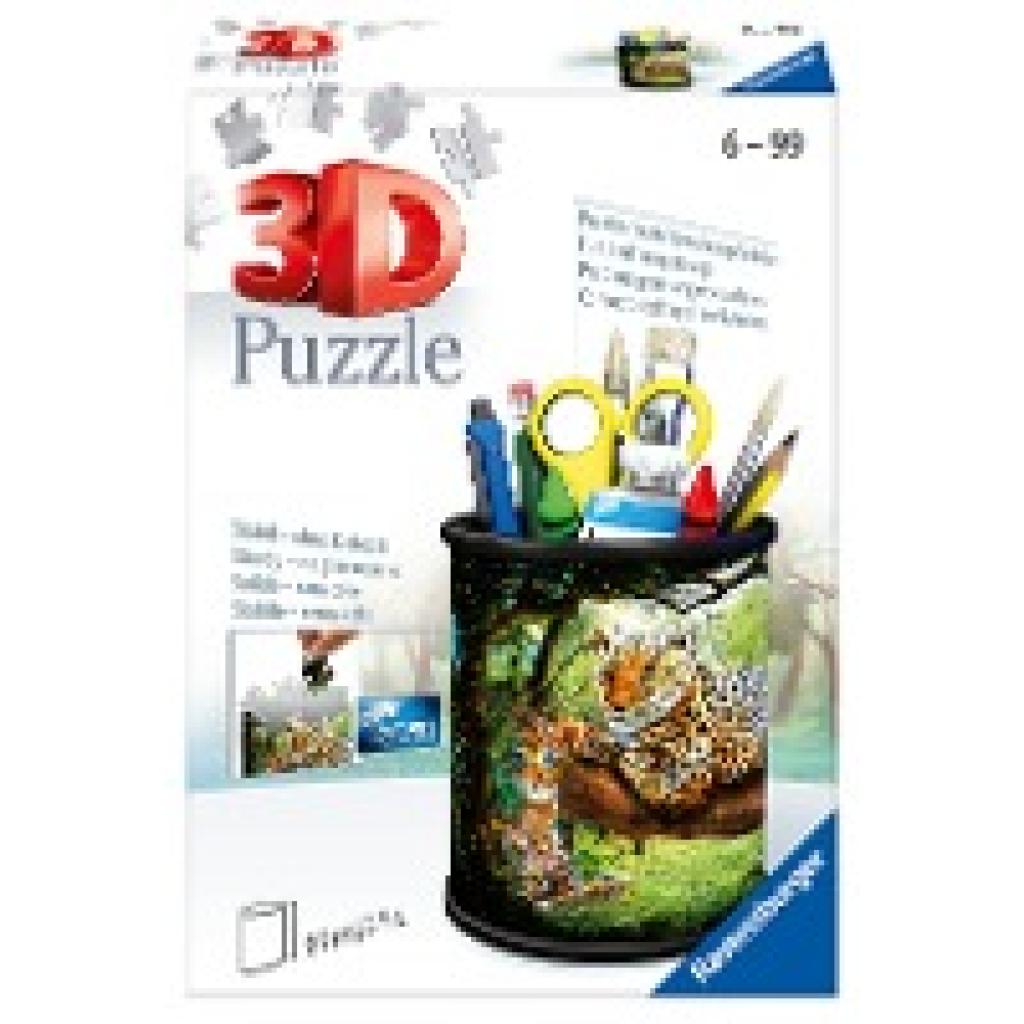 Ravensburger 3D Puzzle 11263 - Utensilo Raubkatzen - 54 Teile - Stiftehalter für Tier-Fans ab 6 Jahren, Schreibtisch-Org