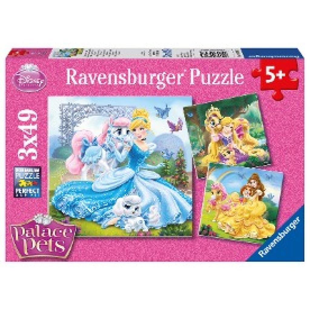 Disney Palace Pets: Belle, Cinderella und Rapunzel. Puzzle 3 x 49 Teile