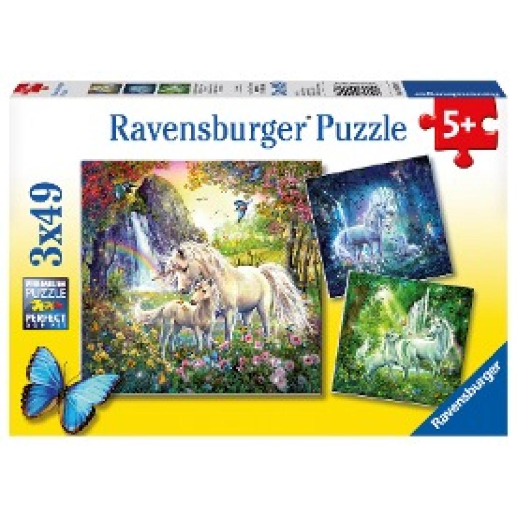 Schöne Einhörner. Puzzle 3 X 49 Teile