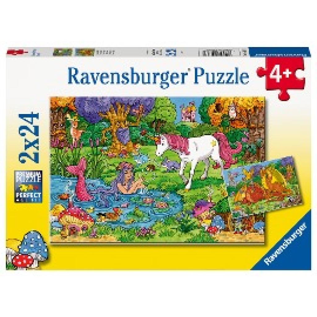 Ravensburger Kinderpuzzle - Magischer Wald - 2x24 Teile Puzzle für Kinder ab 4 Jahren