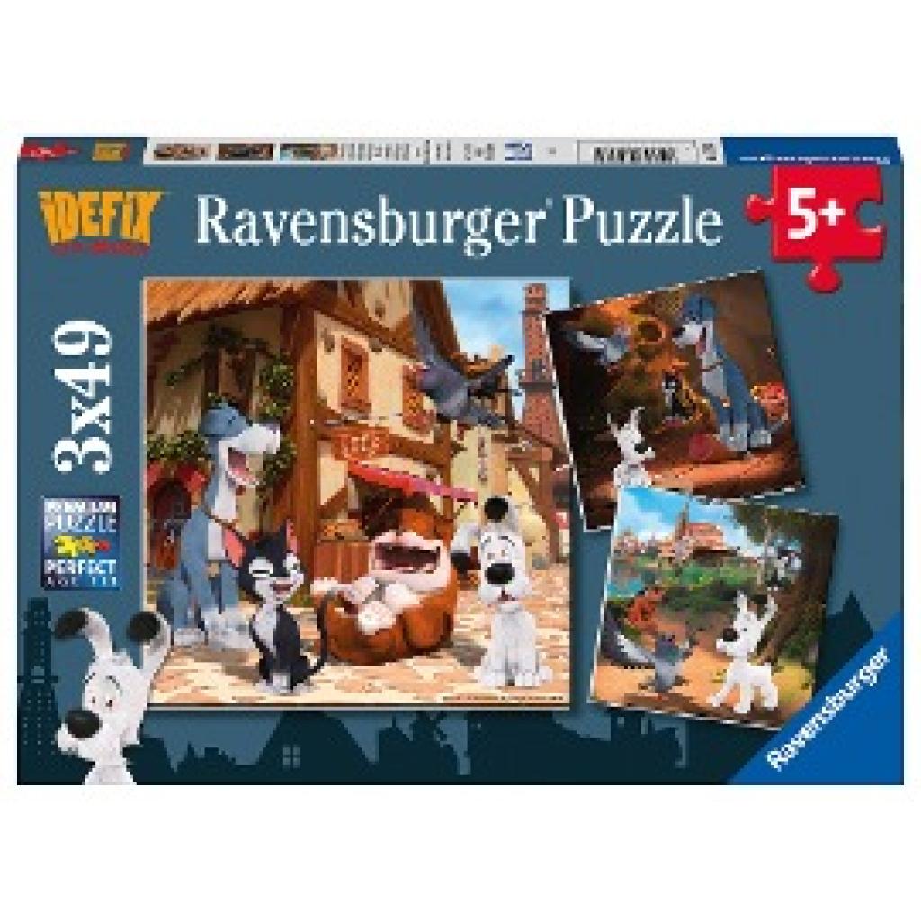 Ravensburger Kinderpuzzle 05626 - Idefix und seine tierischen Freunde - 3x49 Teile Idefix Puzzle für Kinder ab 5 Jahren