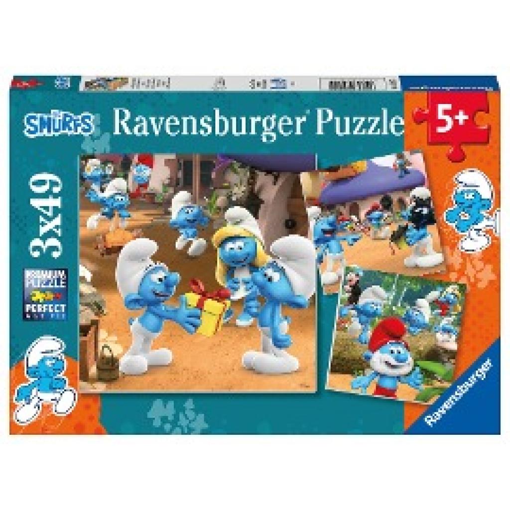 Ravensburger Kinderpuzzle 05625 - Die Schlümpfe sind los! - 3x49 Teile Schlümpfe Puzzle für Kinder ab 5 Jahren