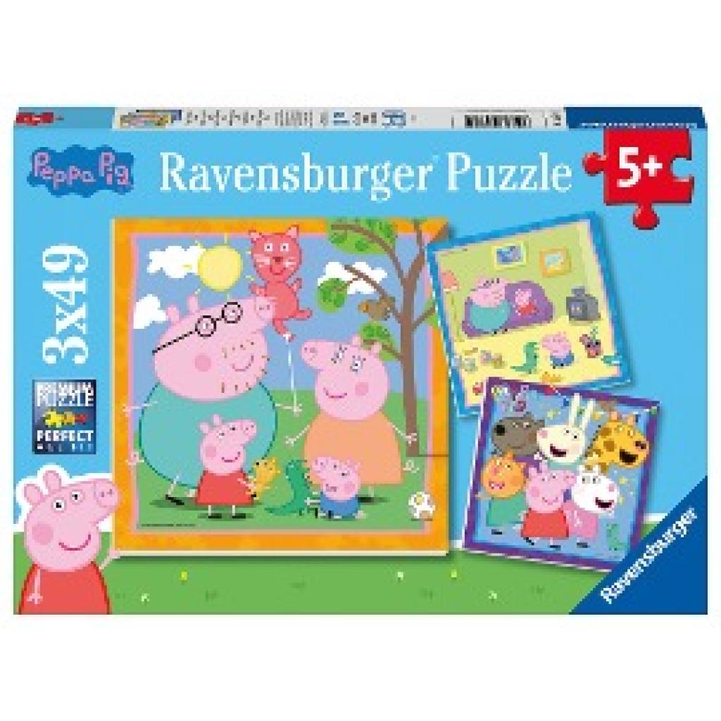 Ravensburger Kinderpuzzle 05579 - Peppas Familie und Freunde - 3x49 Teile Peppa Pig Puzzle für Kinder ab 5 Jahren