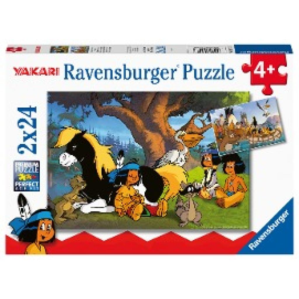 Ravensburger Kinderpuzzle 05577 - Yakari und seine Freunde - 2x24 Teile Yakari Puzzle für Kinder ab 4 Jahren