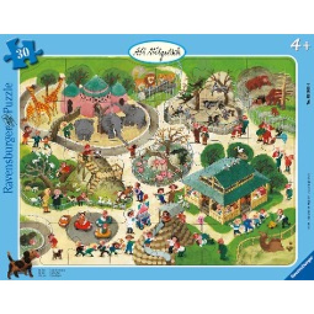 Ravensburger Kinderpuzzle - Ali Mitgutsch: Im Zoo - 30-48 Teile Rahmenpuzzle für Kinder ab 4 Jahren