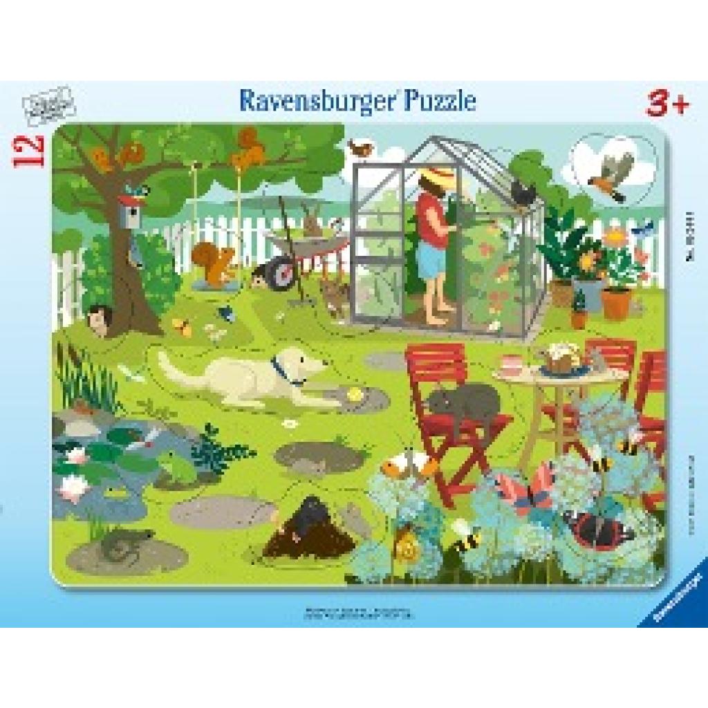 Ravensburger Kinderpuzzle - Unser Garten - 12 Teile Rahmenpuzzle für Kinder ab 3 Jahren