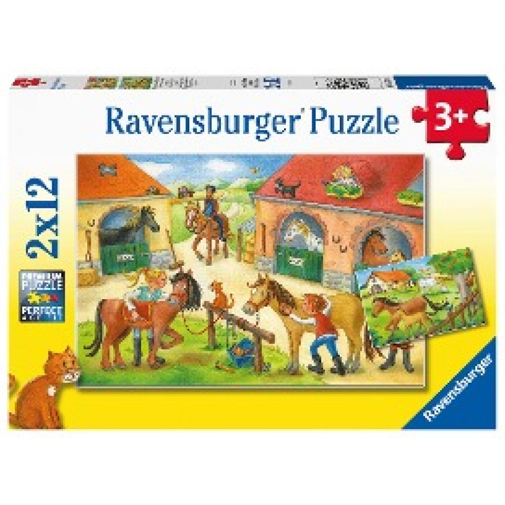 Ravensburger Kinderpuzzle 05178 - Ferien auf dem Pferdehof - 2x12 Teile Puzzle für Kinder ab 3 Jahren