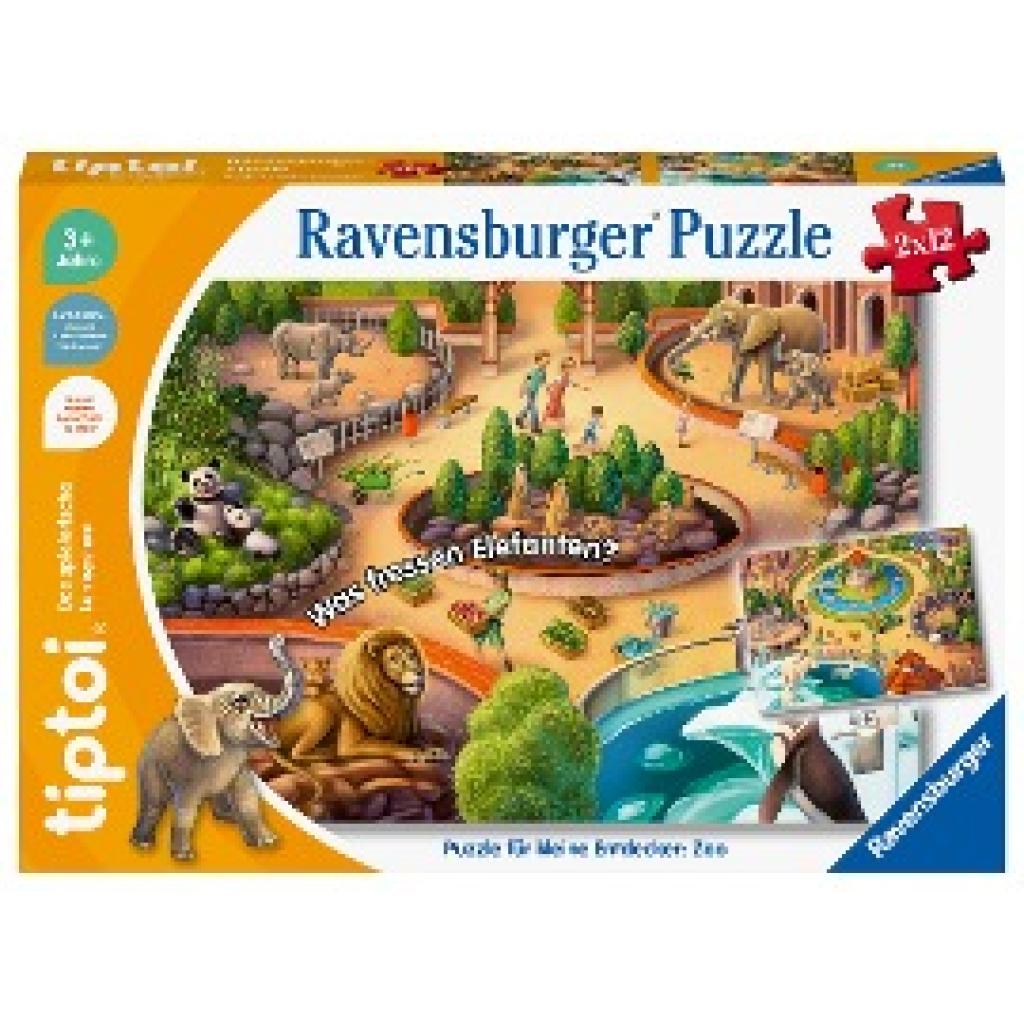 Ravensburger tiptoi Puzzle 00138 Puzzle für kleine Entdecker: Zoo, Kinderpuzzle ab 3 Jahren, für 1 Spieler