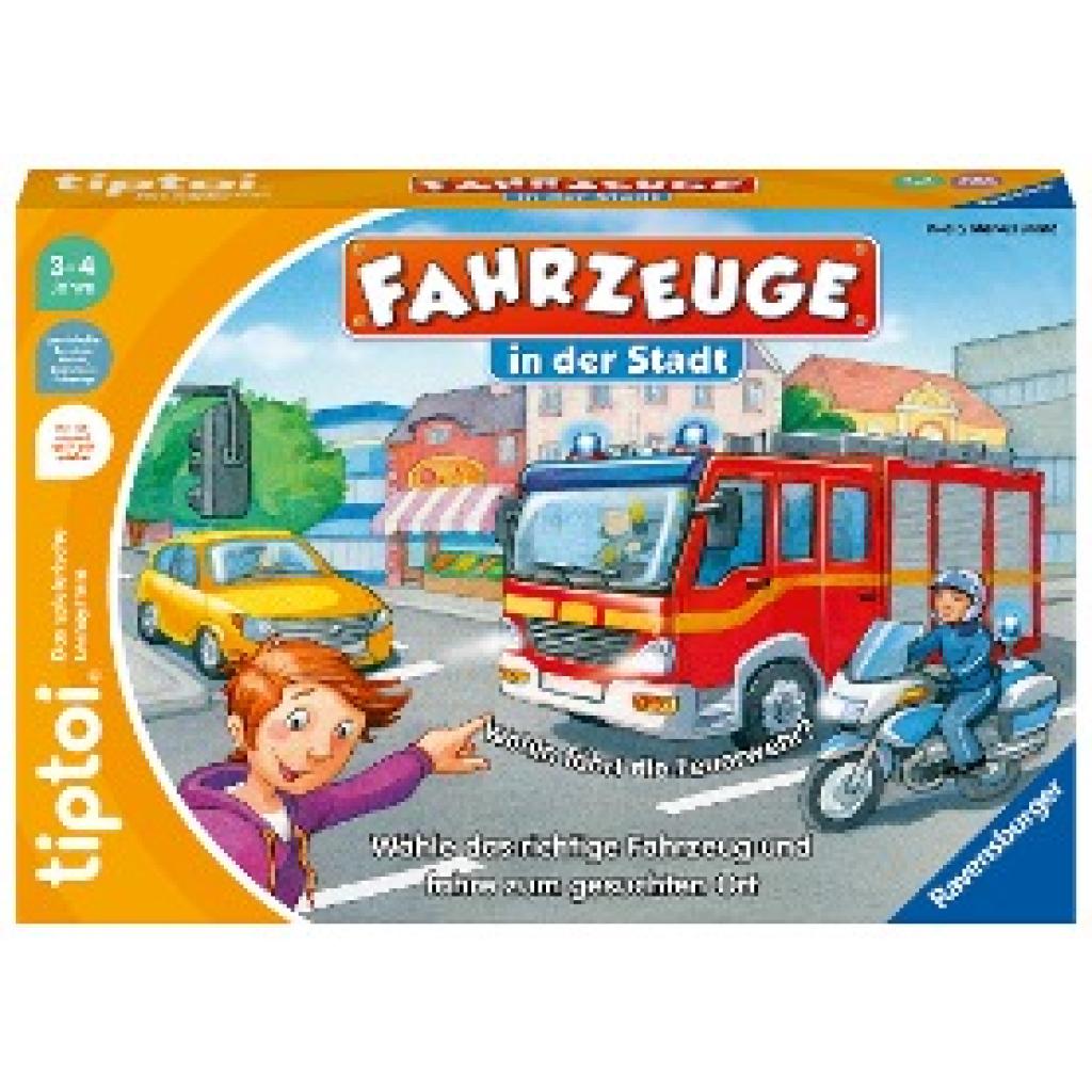 Brand, Inka und Markus: Ravensburger tiptoi Spiel 00127 Fahrzeuge in der Stadt - Lernspiel ab 3 Jahren, lehrreiches Zuor