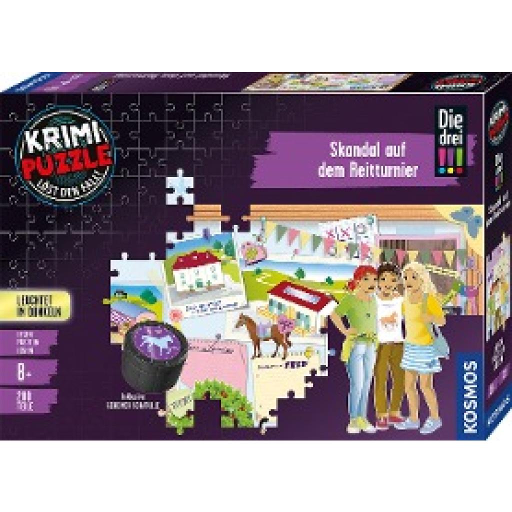 Krimipuzzle Die drei !!! 200 Teile / Skandal auf dem Reitturnier