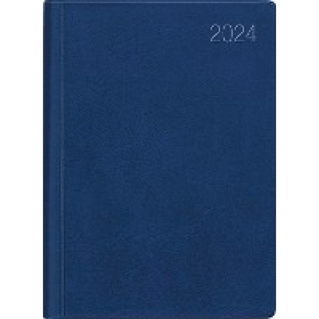 Taschenkalender blau 2024 - Büro-Kalender 8,3x10,7 - 1W/1S - flexibler Kunststoffeinband - 650-1015-1