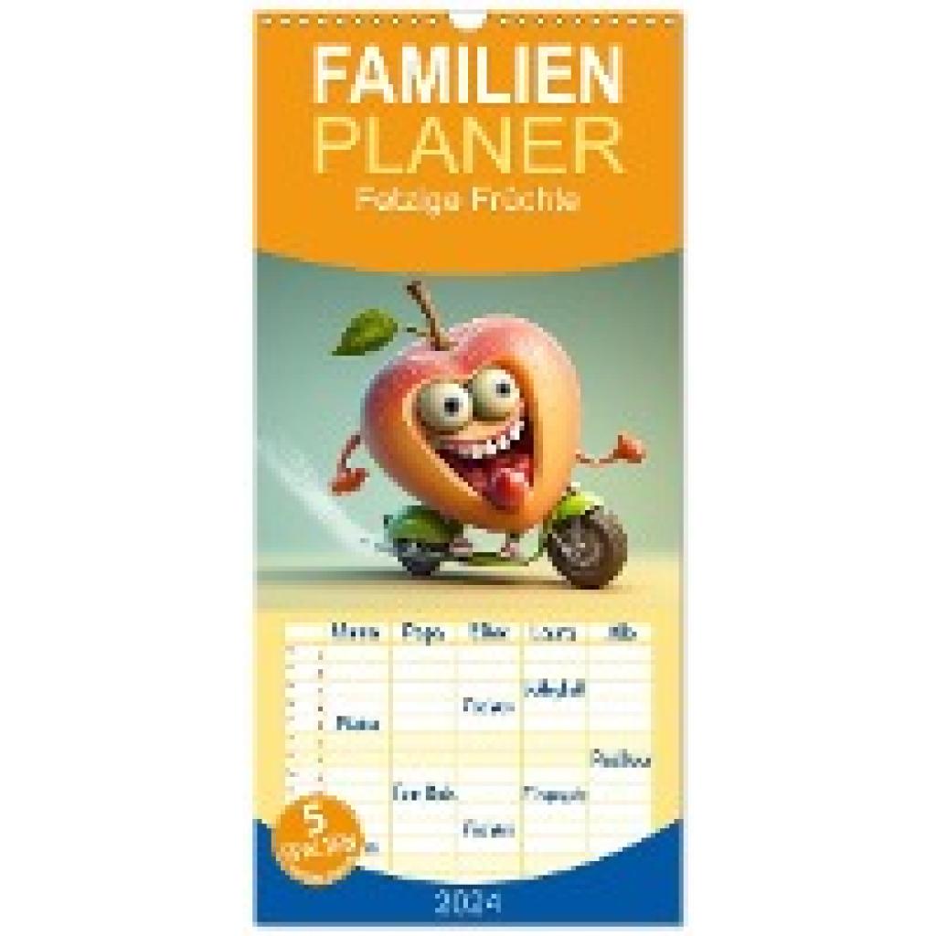 DigitalDreamweaver, DigitalDreamweaver: Familienplaner 2024 - Fetzige Früchte mit 5 Spalten (Wandkalender, 21 x 45 cm) C