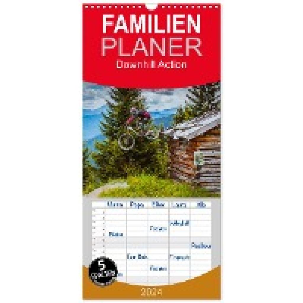 Meutzner, Dirk: Familienplaner 2024 - Downhill Action mit 5 Spalten (Wandkalender, 21 x 45 cm) CALVENDO