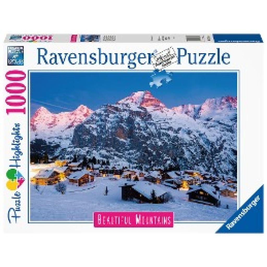 Ravensburger Puzzle - Berner Oberland, Mürren - 1000 Teile Puzzle, Beautiful Mountains Collection, für Erwachsene und Ki