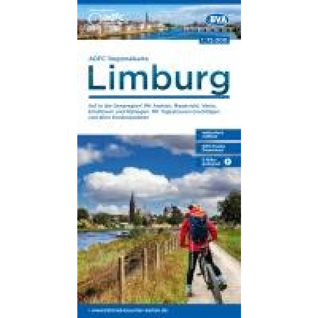 ADFC-Regionalkarte Limburg, 1:75.000, mit Tagestourenvorschlägen und allen Knotenpunkten, reiß- und wetterfest, E-Bike-g