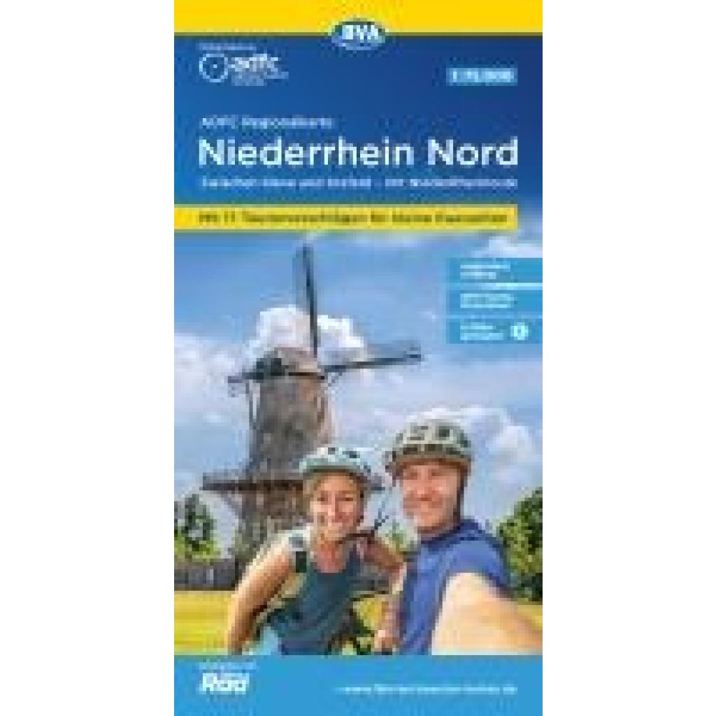 9783969901915 - ADFC-Regionalkarte Niederrhein Nord 175000 mit Tagestourenvorschlägen reiß- und wetterfest E-Bike-geeignet mit Knotenpunkten GPS-Tracks Download Karte (im Sinne von Landkarte)