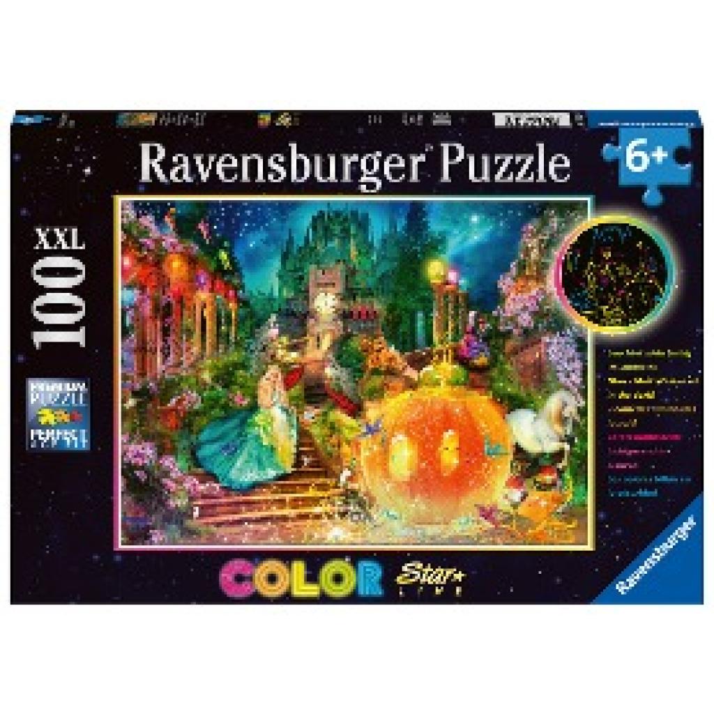 Ravensburger Kinderpuzzle - 13357 Tanz um Mitternacht - dreifarbiges Leuchtpuzzle für Kinder ab 6 Jahren, mit 100 Teilen