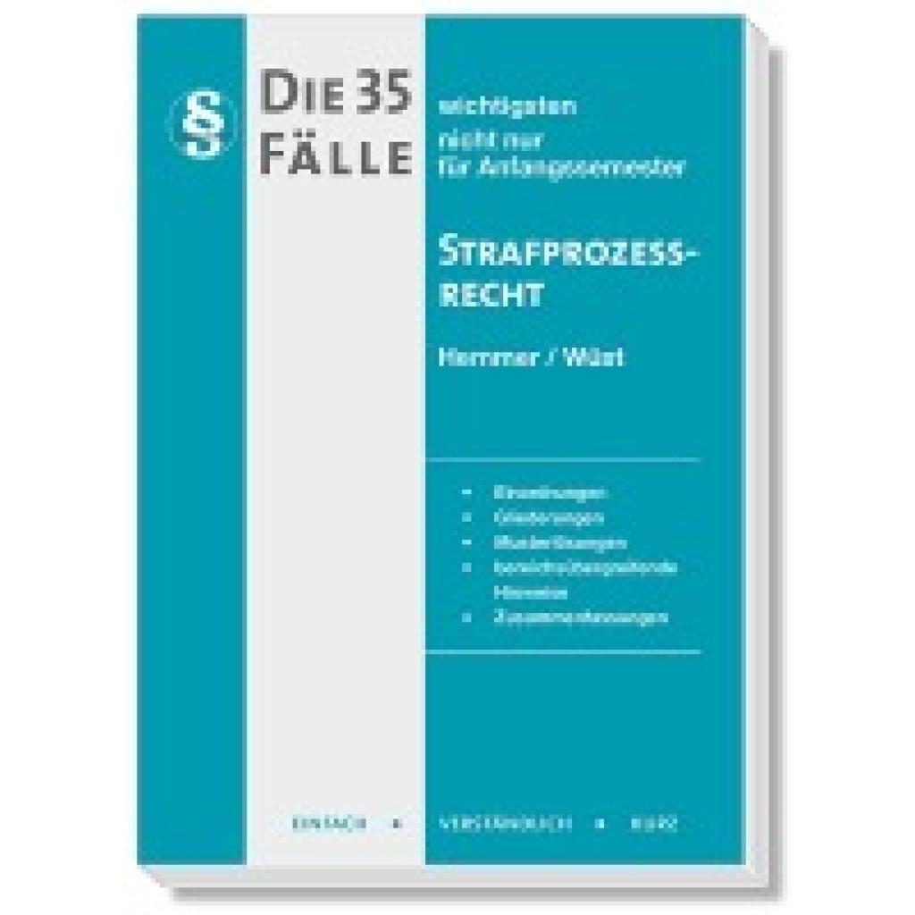 9783968382197 - Die 35 wichtigsten Fälle Strafprozessrecht - Karl-Edmund Hemmer Achim Wüst Bernd Berberich Gebunden